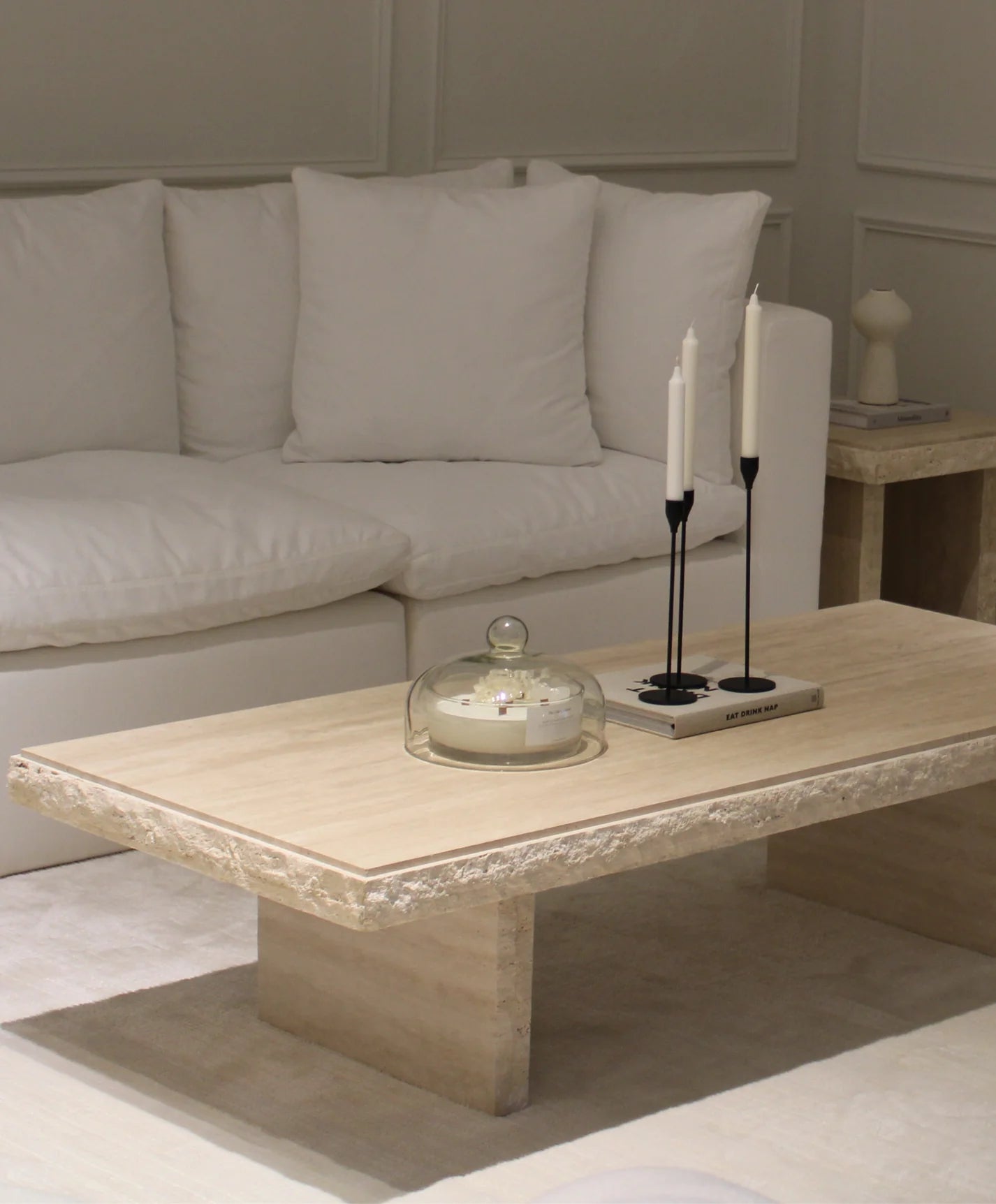 Coral Rustic Travertine Coffee Table