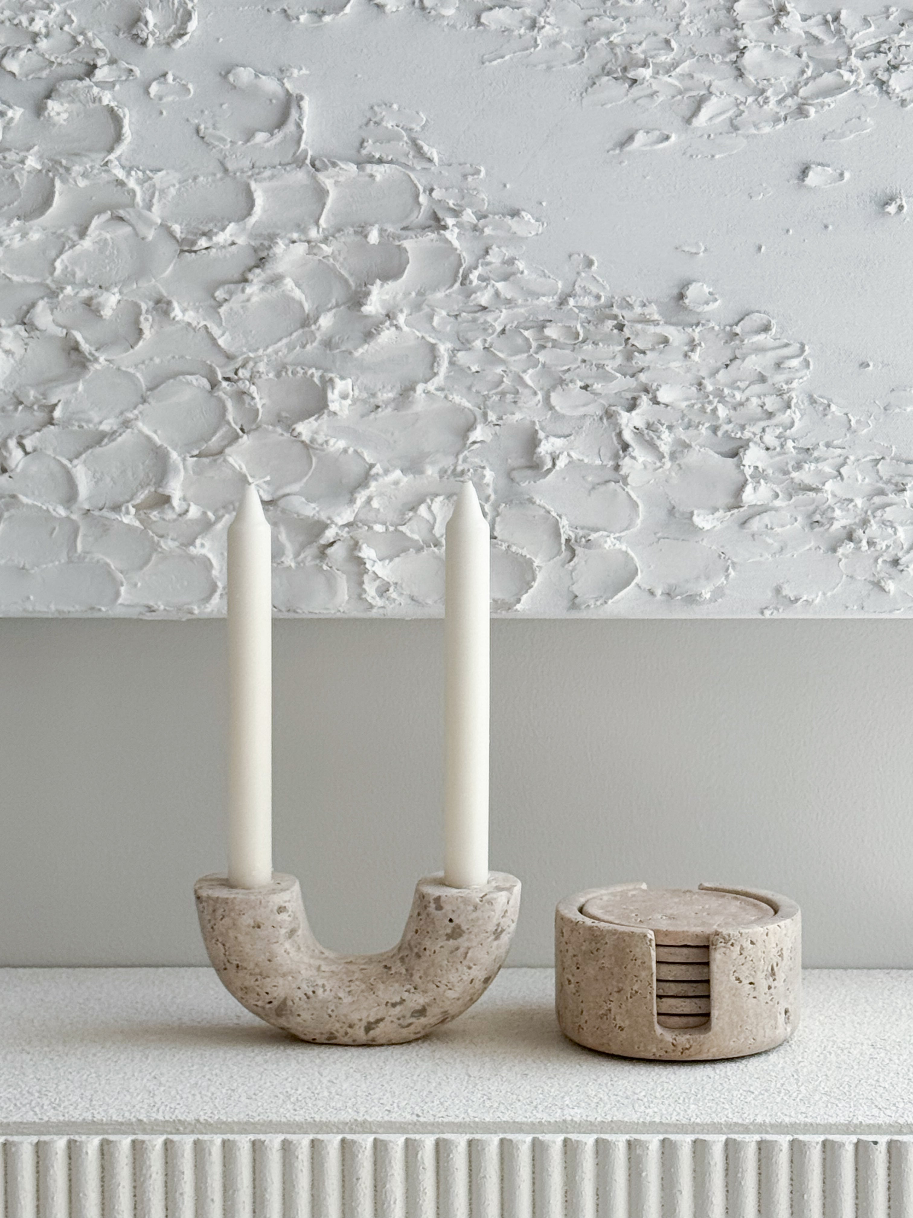 Kayla Travertine  Candle Holder
