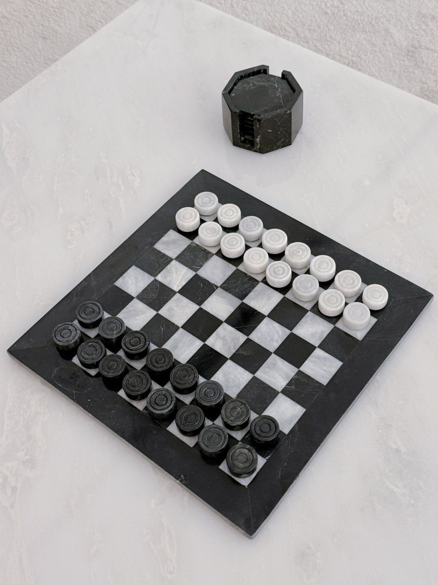 Lucas Black & White Marble Checkers - PalmLiving Dubai