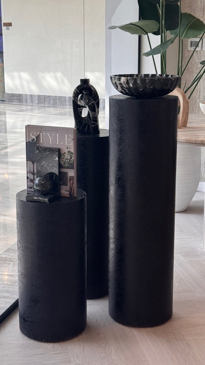 Pippa Black Textured Plinths - PalmLiving Dubai