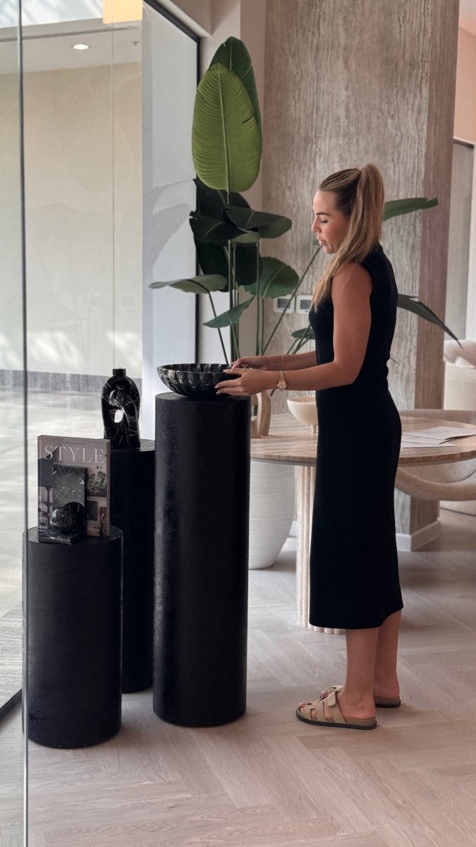 Pippa Black Textured Plinths - PalmLiving Dubai