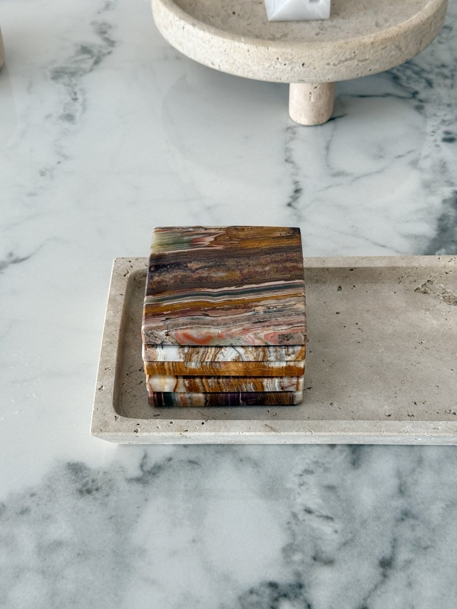 Red Green Onyx Coaster - PalmLiving Dubai