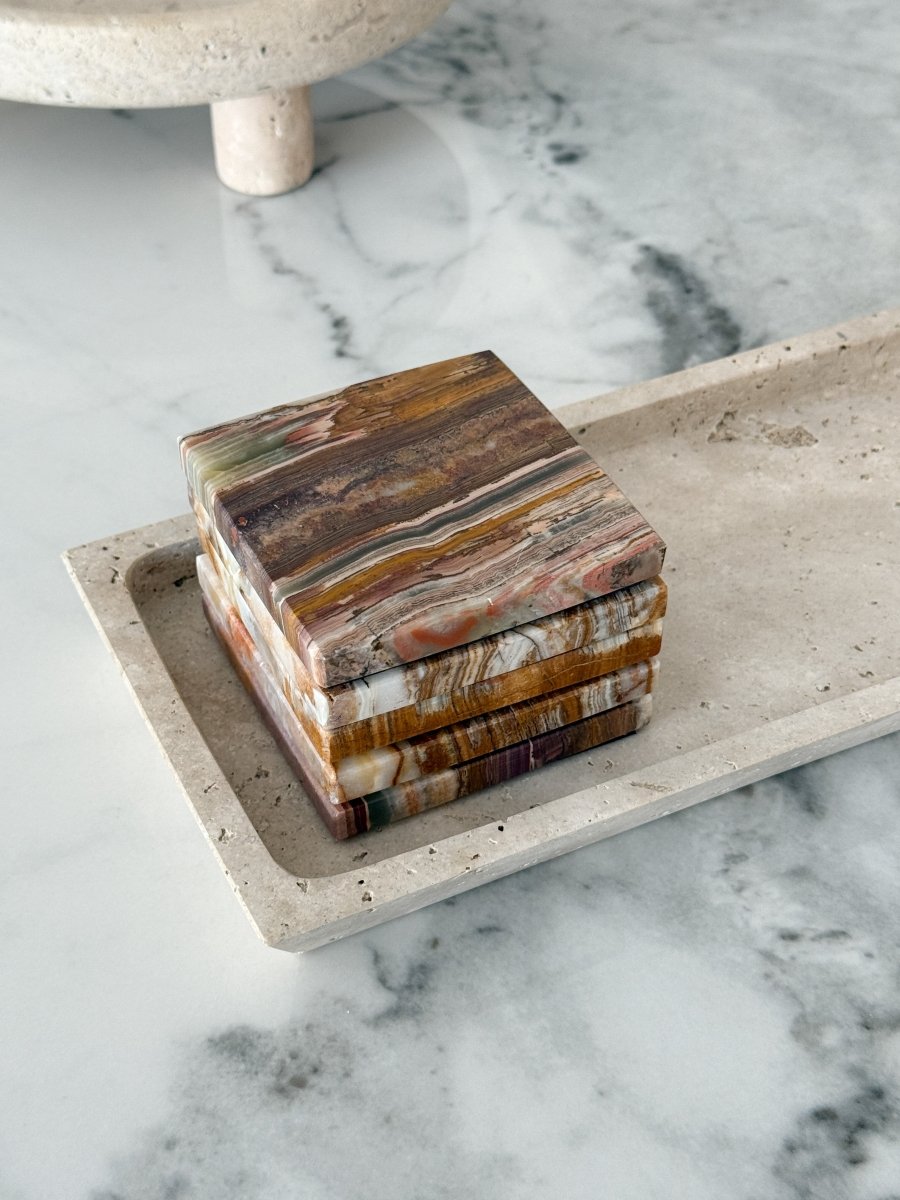 Red Green Onyx Coaster - PalmLiving Dubai
